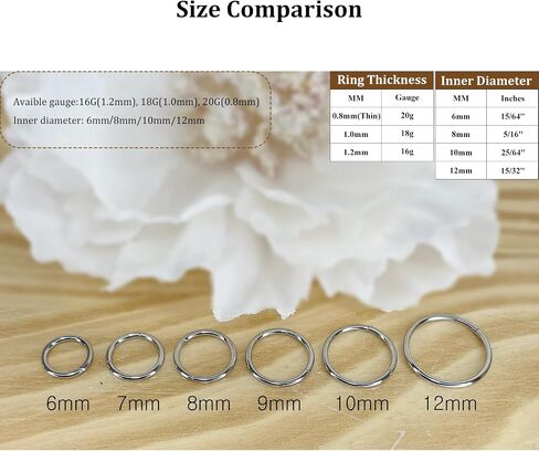3PCS Hinged Nose Hoops Rings 20G 18G 16G 316L Surgical Steel, Clicker Hoop for Septum Daith Helix Tragus Conch Earrings Piercing Jewelry, 6mm-12mm in Saudi Arabia