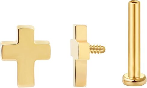 FANSING Cross Flat Back Earring for Helix Cartilage Conch Tragus Internally Threaded Labret Stud in Kuwait