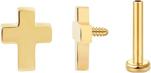 FANSING Cross Flat Back Earring for Helix Cartilage Conch Tragus Internally Threaded Labret Stud in Kuwait