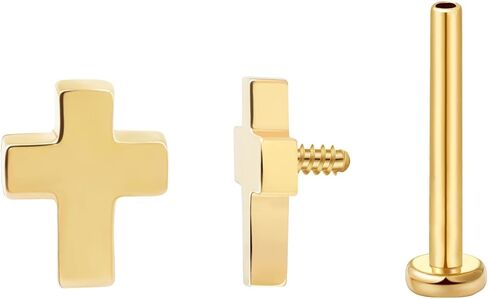 FANSING Cross Flat Back Earring for Helix Cartilage Conch Tragus Internally Threaded Labret Stud in Kuwait