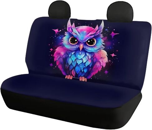 ZFRXIGN Galaxy Owl Car Seat Covers Full Set for Women Cute Car Accessories Front Seat Covers Rear Backrest Cover Pet Seat Protector Hippie Colorful Neon Car Decor Purple in Kuwait