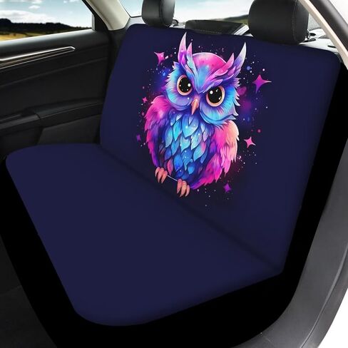 ZFRXIGN Galaxy Owl Car Seat Covers Full Set for Women Cute Car Accessories Front Seat Covers Rear Backrest Cover Pet Seat Protector Hippie Colorful Neon Car Decor Purple in Kuwait