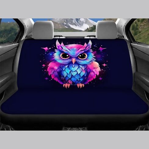 ZFRXIGN Galaxy Owl Car Seat Covers Full Set for Women Cute Car Accessories Front Seat Covers Rear Backrest Cover Pet Seat Protector Hippie Colorful Neon Car Decor Purple in Kuwait