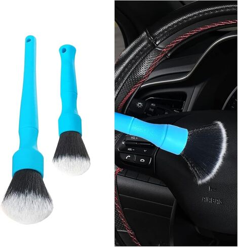 2PCS Ultra-Soft Car Detailing Brush Set - No Scratch Car Interior Cleaning Brushes with Soft Brush Head & Comfortable Grip - Clean Exterior, Interior Dash Panels Emblems Infotainment Screen (Blue) in Saudi Arabia