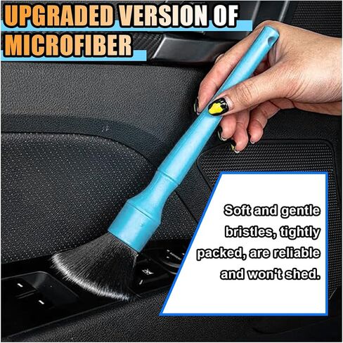 2PCS Ultra-Soft Car Detailing Brush Set - No Scratch Car Interior Cleaning Brushes with Soft Brush Head & Comfortable Grip - Clean Exterior, Interior Dash Panels Emblems Infotainment Screen (Blue) in Saudi Arabia