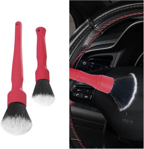 2PCS Ultra-Soft Car Detailing Brush Set - No Scratch Car Interior Cleaning Brushes with Soft Brush Head & Comfortable Grip - Clean Exterior, Interior Dash Panels Emblems Infotainment Screen (Blue) in Saudi Arabia