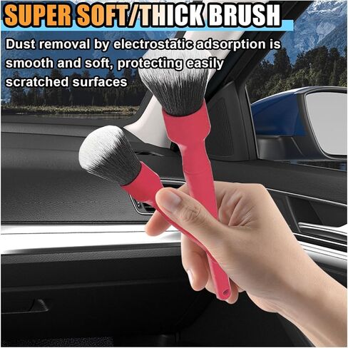 2PCS Ultra-Soft Car Detailing Brush Set - No Scratch Car Interior Cleaning Brushes with Soft Brush Head & Comfortable Grip - Clean Exterior, Interior Dash Panels Emblems Infotainment Screen (Blue) in Saudi Arabia