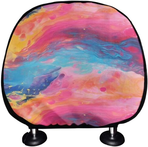 Rainbow Starry Sky Car Universal Polyester Headrest Covers Colorful Universe Outer Space Painting 2 Pack Headrest Covers Universal Fit for Most Cars Vans Trucks in Kuwait