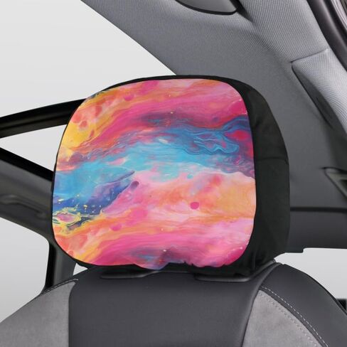 Rainbow Starry Sky Car Universal Polyester Headrest Covers Colorful Universe Outer Space Painting 2 Pack Headrest Covers Universal Fit for Most Cars Vans Trucks in Kuwait