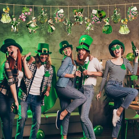 36 قطعة من زخارف عيد القديس باتريك العتيقة لشجرة عيد القديس باتريك وزخارف جنوم الحظ الخشبية المعلقة وزخارف شامروك الأيرلندية لمستلزمات الحفلات المنزلية in Kuwait