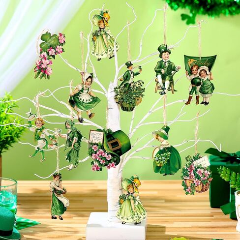 36 قطعة من زخارف عيد القديس باتريك العتيقة لشجرة عيد القديس باتريك وزخارف جنوم الحظ الخشبية المعلقة وزخارف شامروك الأيرلندية لمستلزمات الحفلات المنزلية in Kuwait