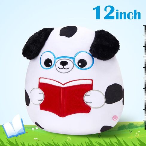 Houwsbaby 12" Light up Reading Spotted Dog Soft Plush Pillow, Creative Glowing Puppy Stuffed Animal Toy,Super Soft Squishy Presents for Kids Boys Girls Festival Birthday Christmas in Kuwait