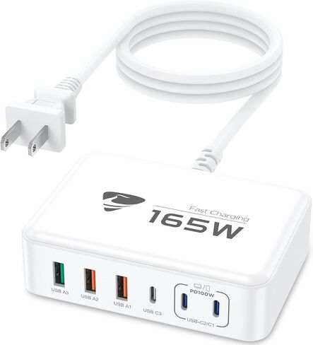 USB C Fast Charger, 100W USB C Charger Block GaN 6 Port USB C Fast Charging Station Hub Block Cube, PD USB C and QC USB A Wall Charger Multiple USB Charger for iPhone 15 16 Pro Max, MacBook, Samsung in Saudi Arabia