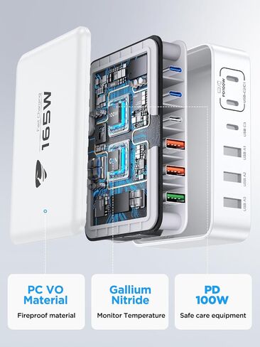 USB C Fast Charger, 100W USB C Charger Block GaN 6 Port USB C Fast Charging Station Hub Block Cube, PD USB C and QC USB A Wall Charger Multiple USB Charger for iPhone 15 16 Pro Max, MacBook, Samsung in Saudi Arabia