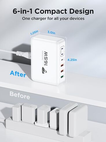 USB C Fast Charger, 100W USB C Charger Block GaN 6 Port USB C Fast Charging Station Hub Block Cube, PD USB C and QC USB A Wall Charger Multiple USB Charger for iPhone 15 16 Pro Max, MacBook, Samsung in Saudi Arabia
