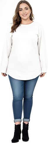 AURUZA Womens Plus Size Long Sleeve Top, Casual Oversized Clothing for Women T-Shirt Loose Tunic Crewneck Sweatshirts Dressy in Saudi Arabia