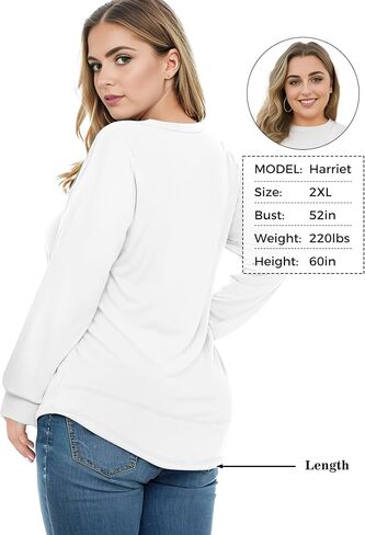 AURUZA Womens Plus Size Long Sleeve Top, Casual Oversized Clothing for Women T-Shirt Loose Tunic Crewneck Sweatshirts Dressy in Saudi Arabia