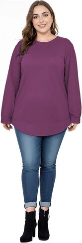 AURUZA Womens Plus Size Long Sleeve Top, Casual Oversized Clothing for Women T-Shirt Loose Tunic Crewneck Sweatshirts Dressy in Saudi Arabia