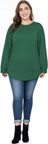 قميص حريمي بأكمام طويلة مقاس كبير من AURUZA، ملابس كاجوال كبيرة الحجم للنساء تي شيرت فضفاض تونيك بياقة دائرية وبلوزات أنيقة in Kuwait