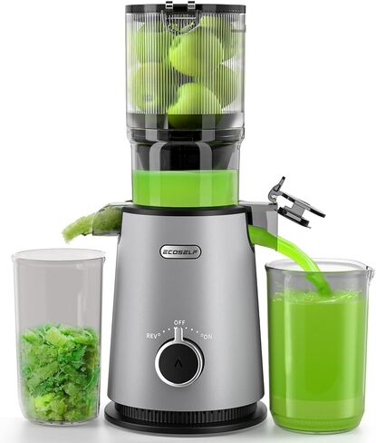 Juicer Machines, ECOSELF Cold Press Juicer with 4.35" Large Feed Chute Fit Whole Fruits and Vegetables, Easy to Clean, Masticating Juicer Self Feeding Effortless for Batch Juicing, High Juice Yield in Saudi Arabia