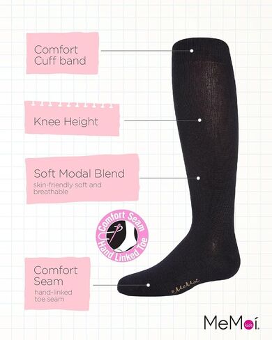 MeMoi Essential Modal Knee High Kids Socks in Saudi Arabia
