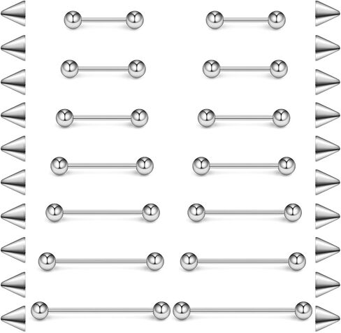 Yaalozei 16G 14G Tongue Rings Nipple Piercing 316L Stainless Steel Mix Sizes Straight Nipple Shield Tongue Rings Barbells Body Piercing Jewelry for Men Women 12-32mm in Kuwait