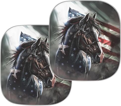 Wanyint Novelty American US Flag Windshield Sun Shade Foldable Windshield Sun Shade Set of 2 Pack, Car Front Window Sun Shade Blocks UV Rays - Keep Your Vehicle Cool SUV Truck Interior Accessories in Kuwait