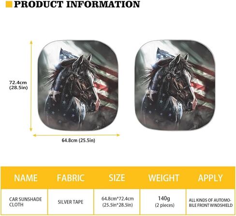 Wanyint Novelty American US Flag Windshield Sun Shade Foldable Windshield Sun Shade Set of 2 Pack, Car Front Window Sun Shade Blocks UV Rays - Keep Your Vehicle Cool SUV Truck Interior Accessories in Kuwait