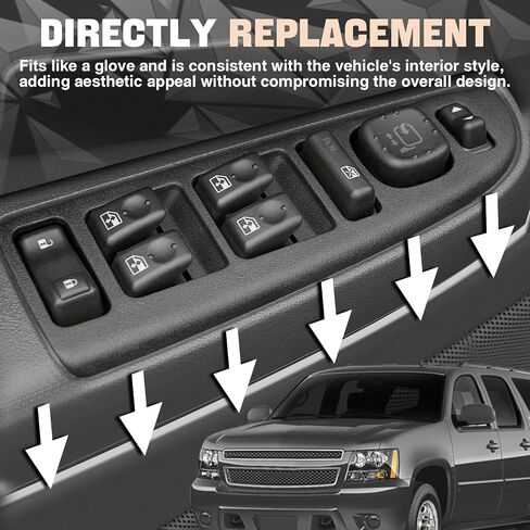 Driver Side Master Power Door Window Control Switch Panel Cover Bezel Assembly Fit Tahoe Yukon XL Avalanche Suburban Cadillac Escalade Hummer H2 2003 2004 2005 2006 Replaces DWS394 15883319 in Saudi Arabia