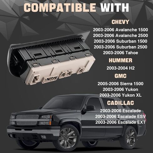 Driver Side Master Power Door Window Control Switch Panel Cover Bezel Assembly Fit Tahoe Yukon XL Avalanche Suburban Cadillac Escalade Hummer H2 2003 2004 2005 2006 Replaces DWS394 15883319 in Saudi Arabia