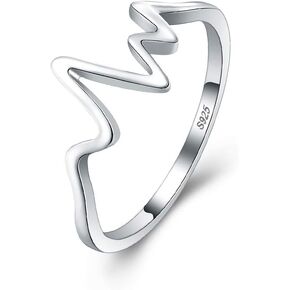 Heartbeat Rings for Women Sterling Silver