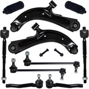 8Pcs Suspension Kit Fit For 2013-19 Ni-ssan Sentra 1.8L, 13-20 NV200, 2 Front Lower Control Arm w/Ball joint + 4 Outer Inner Tie Rod + 2 Sway Bar [# K622159 K622160 K750719 EV800951 ES800965]
