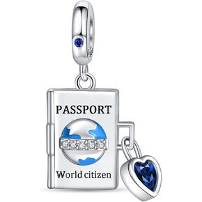 925 Sterling Silver Charms Travel and Summer for Bracelets and Necklaces Luggage Bikini Plane Car Passport Pendant Beads Birthday Holiday Gifts for Women