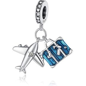 925 Sterling Silver Charms Travel and Summer for Bracelets and Necklaces Luggage Bikini Plane Car Passport Pendant Beads Birthday Holiday Gifts for Women