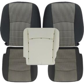 SecosAutoparts Driver and Passenger Bottom & Top Lean Back & Foam Cushion Gray Cloth Seat Covers Compatible with Dodge Ram 1500 2500 3500 4500 5500 2009 2010 2011 2012