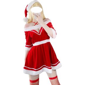 SINMIUANIME Women Santa Costume Cosplay Lingerie Christmas Princess Dress Sexy One-piece Pesh Dress Suit