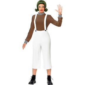 Remimi Halloween Women Chocolate Worker Costume Brown Shirts White Jumpsuit Pants Cosplay Outfits