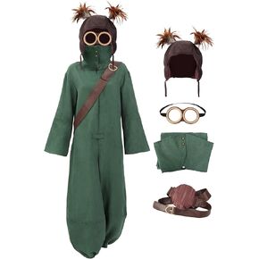 DAZCOS Nightmares Cosplay Costume US Size Green Jumpsuit Full Set with Glasses Cap for Halloween Christmas Party