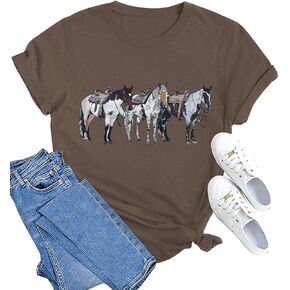 Horse Shirts for Women Vintage Rodeo Western Graphic Tshirt Casual Short Sleeve Animal Tee Tops in Kuwait