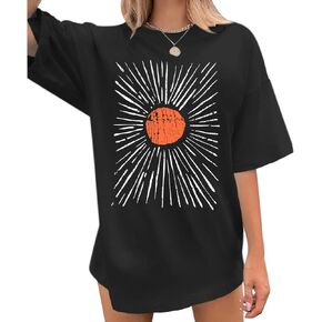 Oversized Sunshine Shirt Womens Sun Graphic Tees Vintage Boho Band T Shirts Aesthetic Hiking Shirts Casual Tops