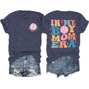 Mom Shirt for Women Boy Mama Graphic Short Sleeve Mom Life Casual Tee Tops