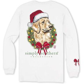 Golden Retreiver Dog in Merry Christmas Wreath T Shirt