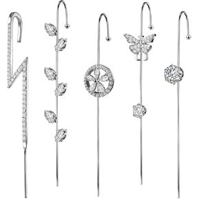 Ear Crawler Earrings for Women Ear Cuff Earrings Helix Hook Earrings Ear Wrap Earrings Snowflake Rhinestone Lightning Bolt Pierced Clip Earrings Trendy Jewelry for Women Gold Silver in Kuwait