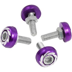 Motoforti Purple Silver Tone License Plate Bolts Screws Car Ornament 4 Pcs Long-Lasting