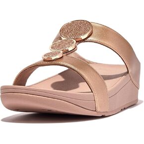 FitFlop Women's Halo Bead-Circle Metallic H-bar Slides Wedge Sandal