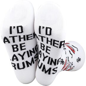 PWHAOO 1 Pair Drummer Socks I'd Rather Be Playing Drums Socks Percussion Instrument Socks Drum Player Gift