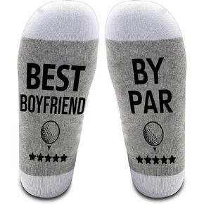 LissiArt97 Best Boyfriend By Par Socks - Funny Boyfriend Golf Socks - Golf Socks Gifts For Men- Boyfriend On Birthday- Christmas, Medium, Grey