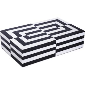 Black and White Earring Necklace Jewelry Organizer Geometric Pattern Box Collection Storage Decorative Multipurpose Keepsake Gift Box (8x5x2 inches)