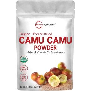 Organic Camu Camu Powder, 12 oz | High Natural Vitamin C Level | Fresh Freeze-Dried Berries Source | No GMOs, Vegan Friendly