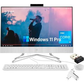 HP 23.8-inch All-in-One Desktop PC - with 8 in 1 Optical Drive, 2021 Office Lifetime, Win 11 Pro, 16GB RAM, 512GB SSD, FHD Display, Intel i3 Dual-core Processor, 720P Webcam, Wired Keyboard & Mouse